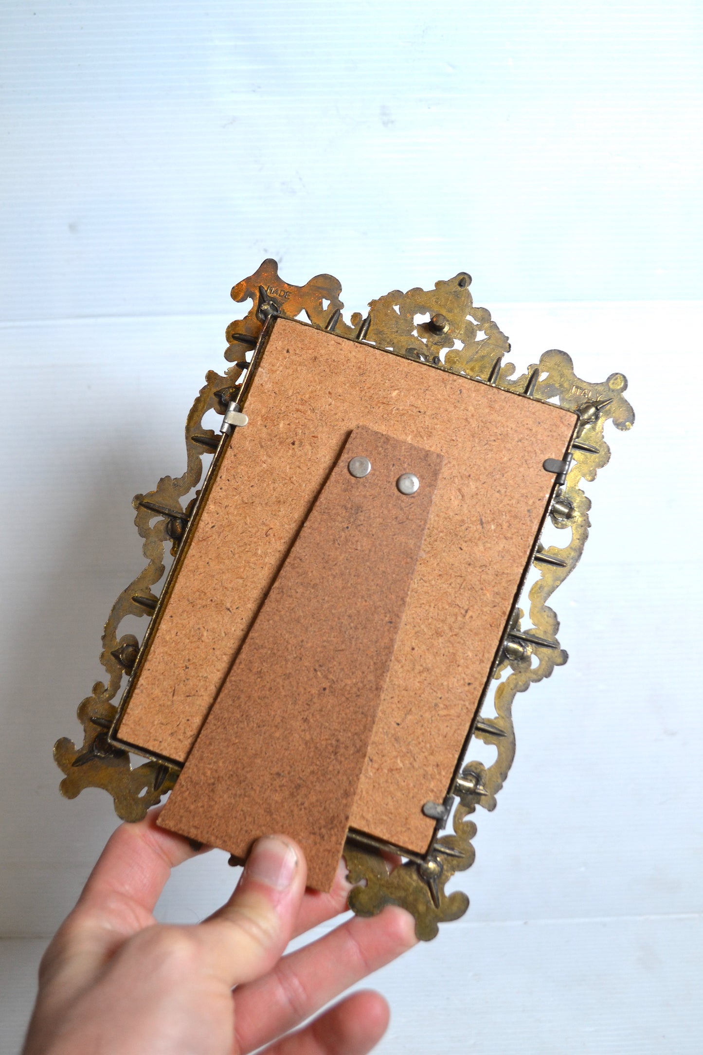 Cadre italien vintage en laiton doré à poser