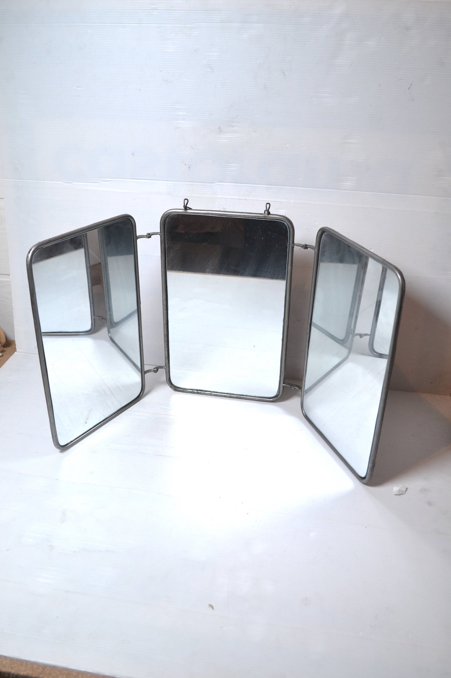 Miroir de barbier triptyque