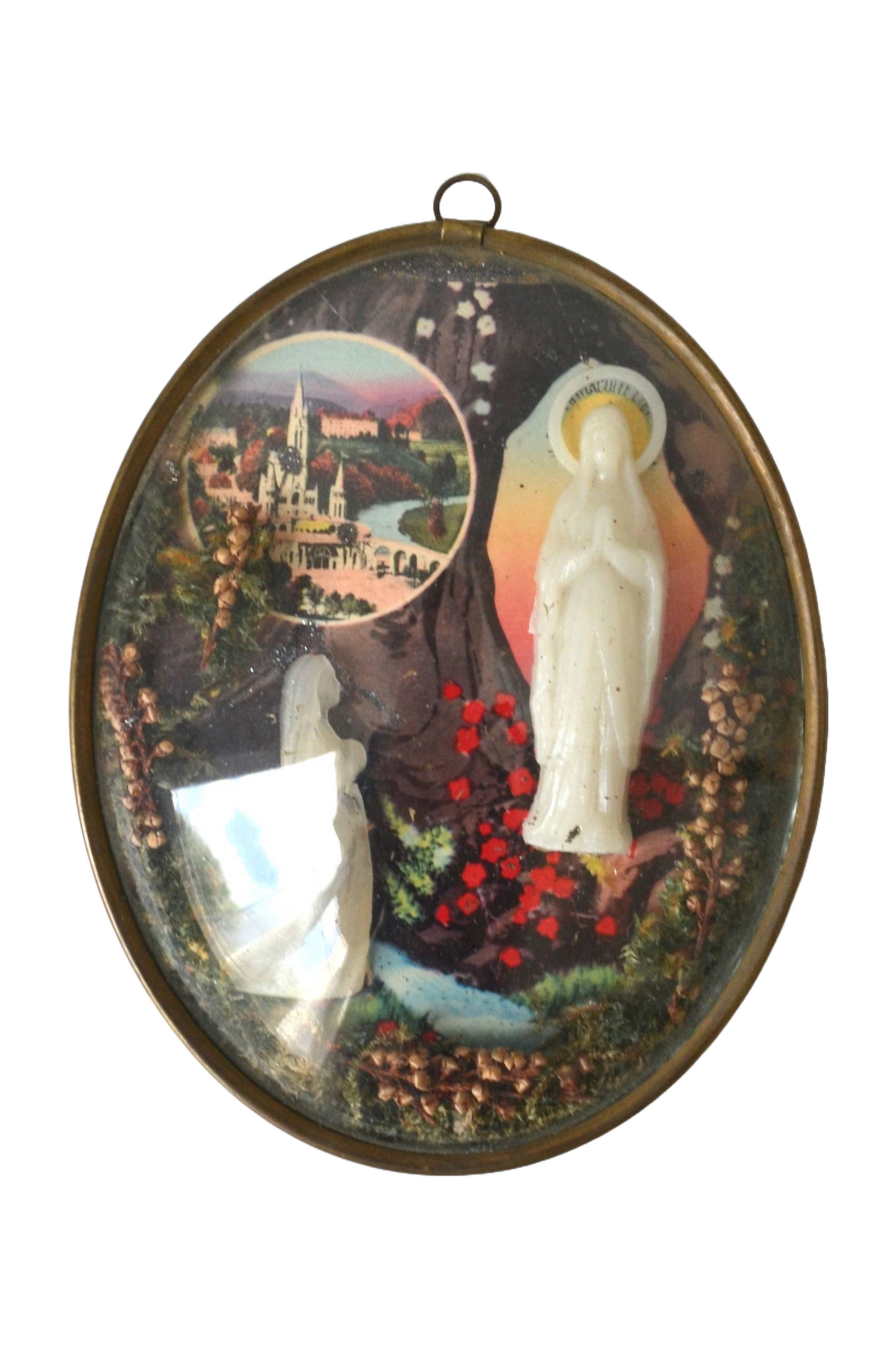 Cadre au verre bombé religieux