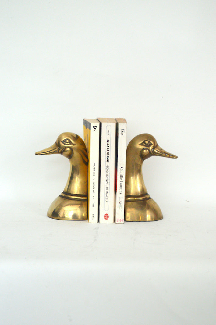 paire de serre livres canards en laiton