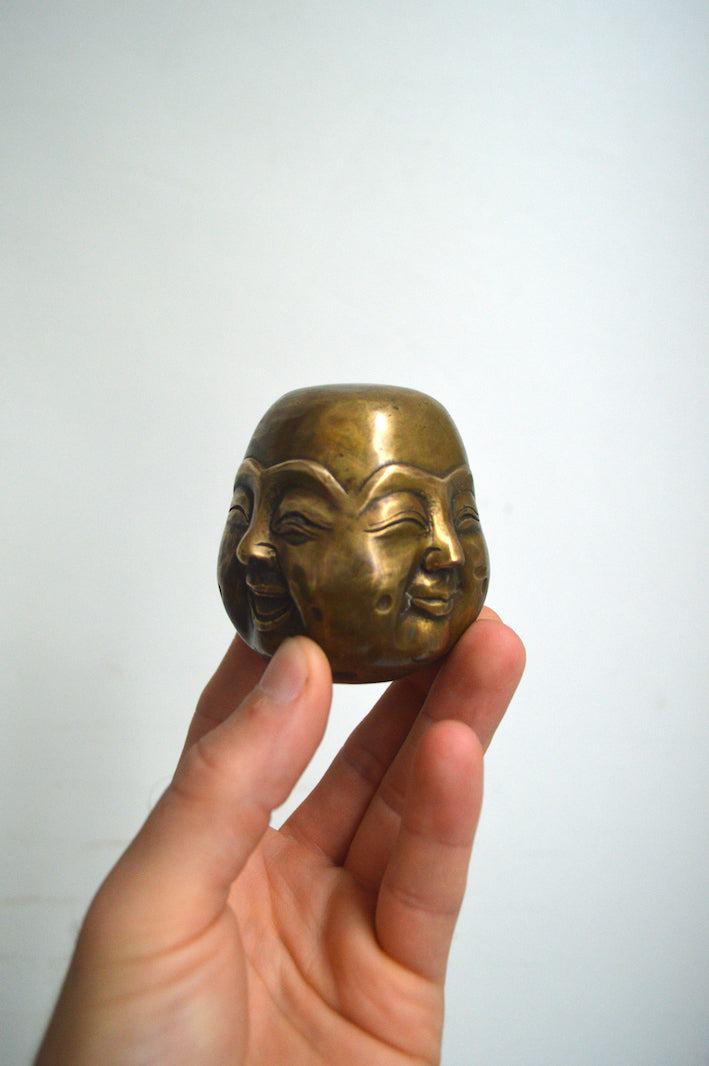 Bouddha chinois en bronze les 4 visages de la vie
