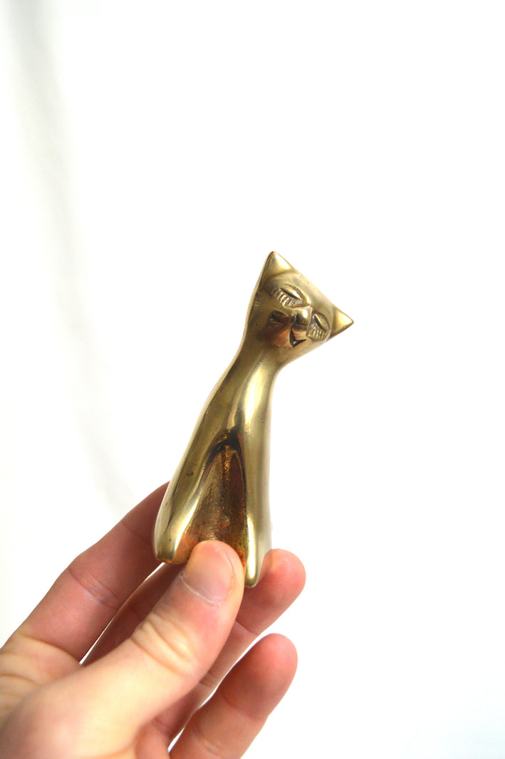 Duo de chats en laiton