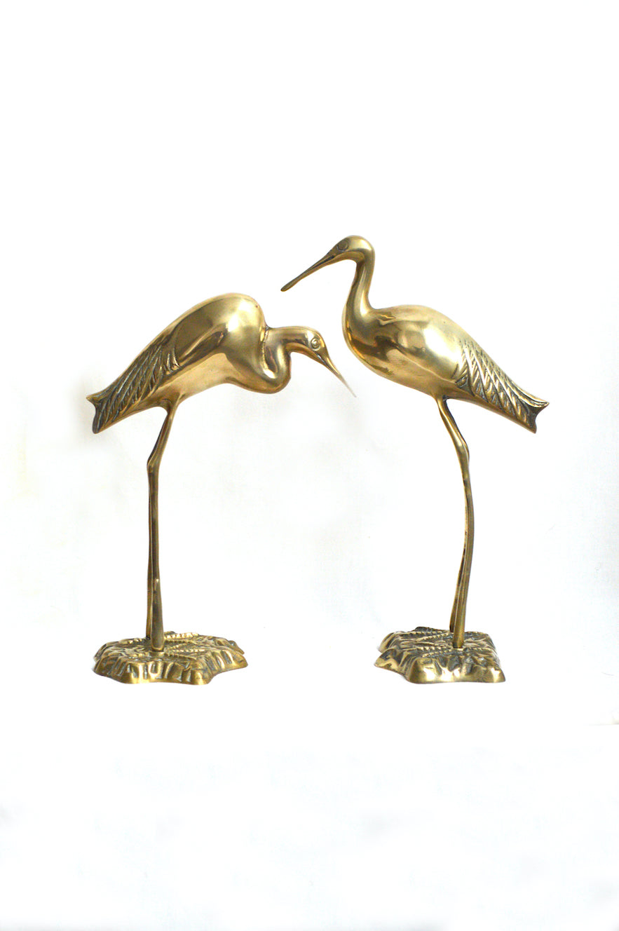 Duo de cigognes en laiton