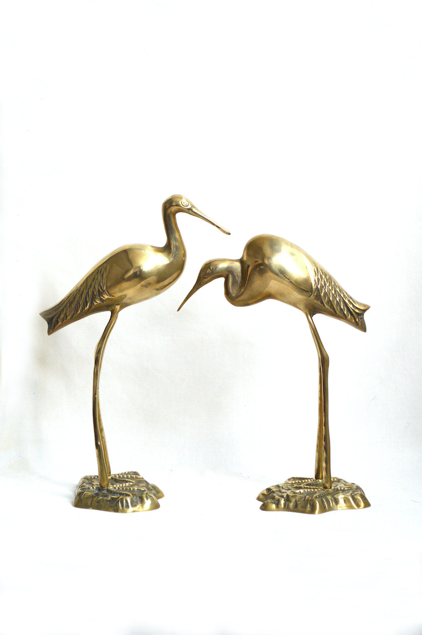 Duo de cigognes en laiton