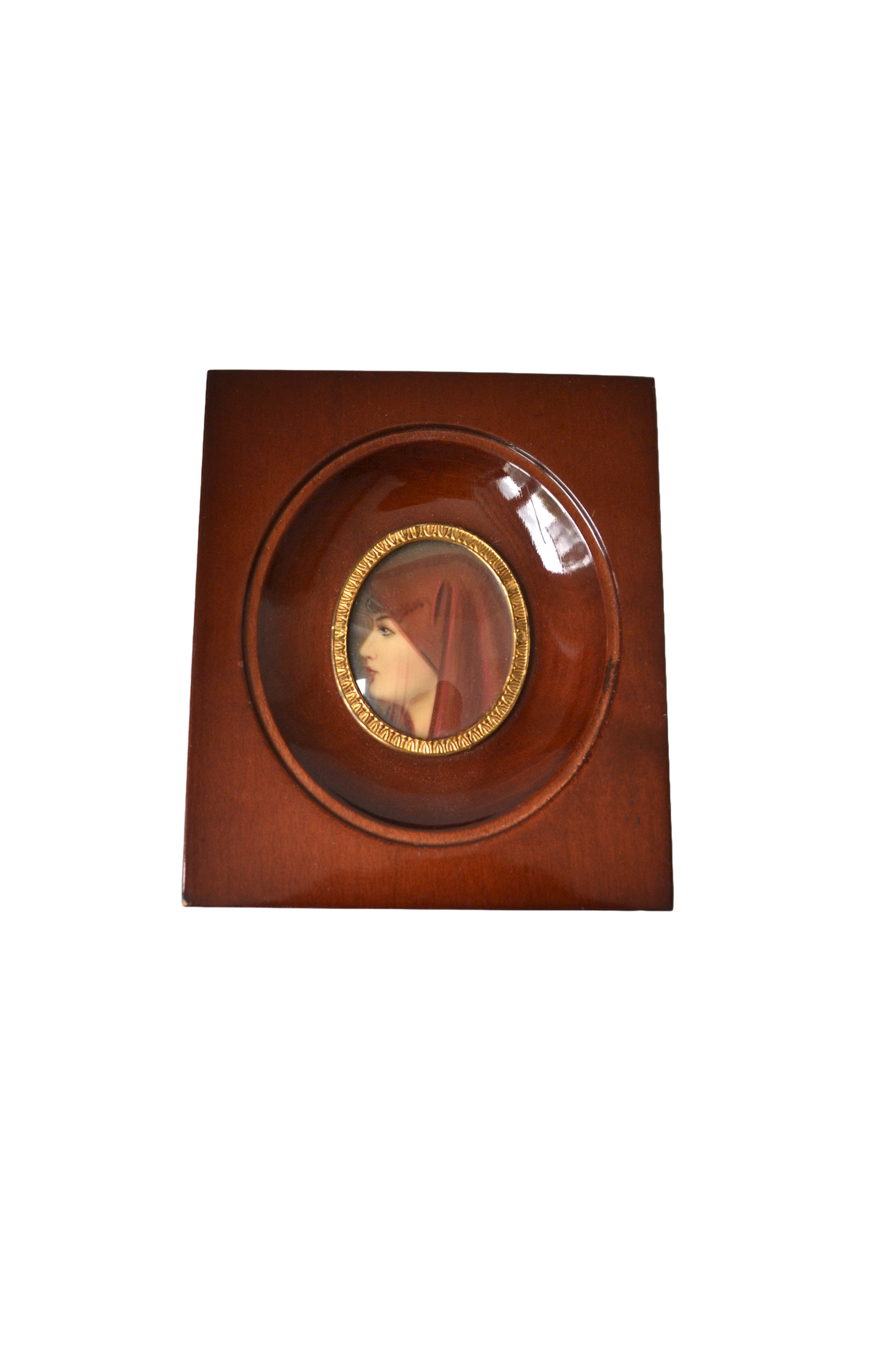 Portrait miniature sous verre bombé