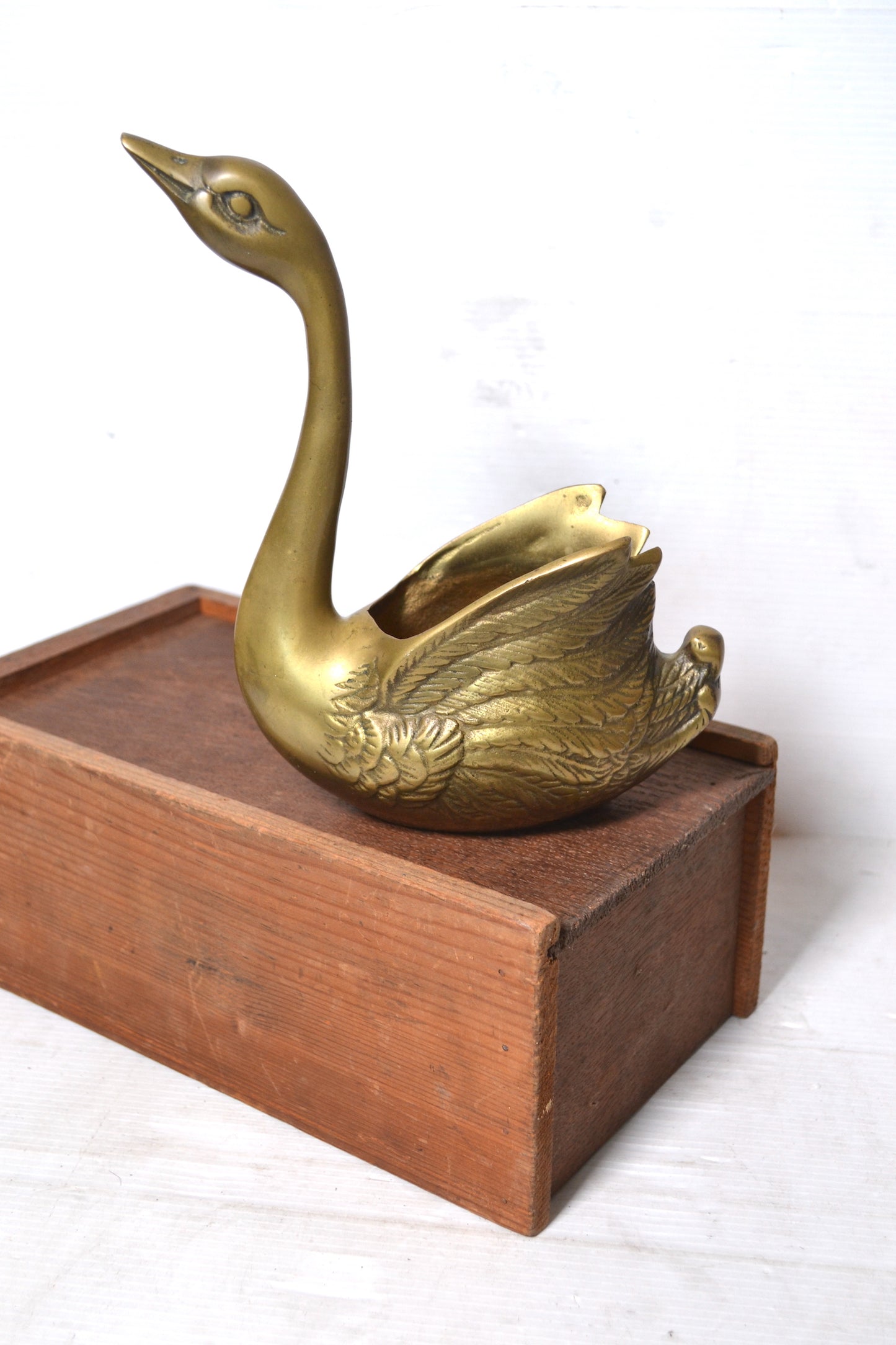 Cache-pot cygne vintage en laiton