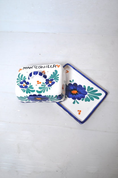 Ancien beurrier peint à la main