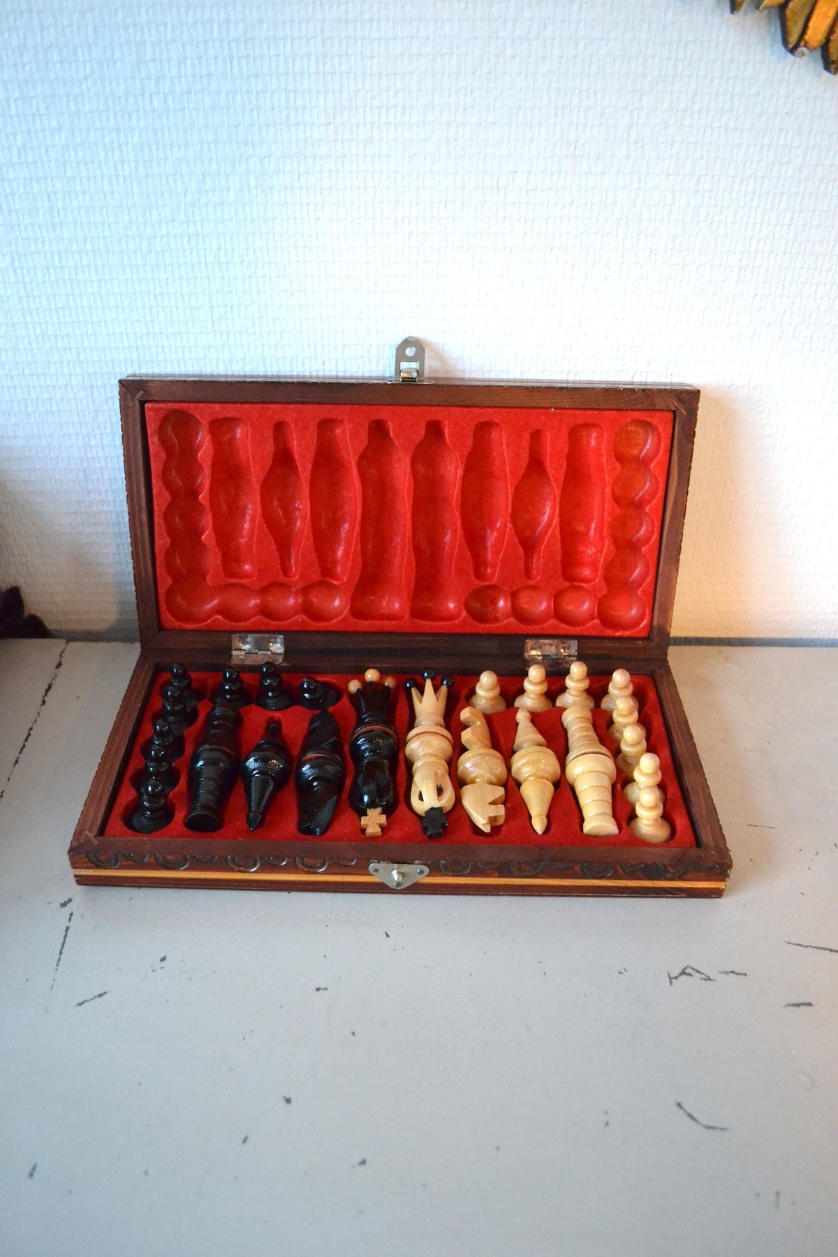 Échiquier pliant en bois