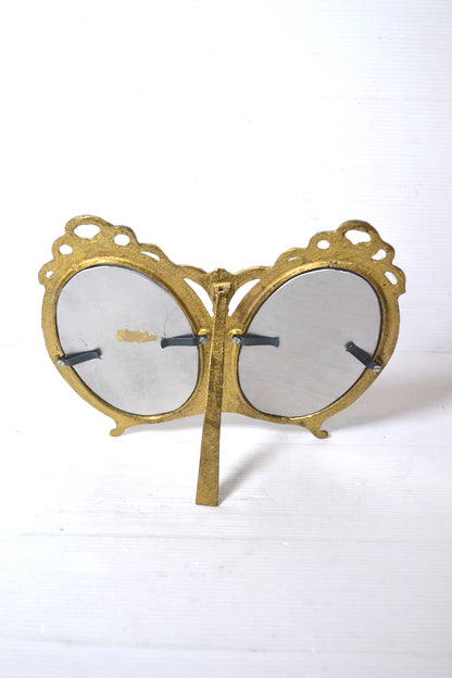 Ancien cadre double doré en laiton à poser