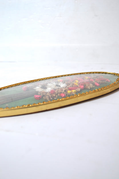 Cadre de fleurs séchées au verre bombé