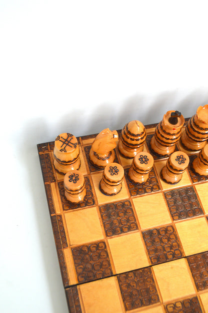 boite d'échecs de voyage en bois