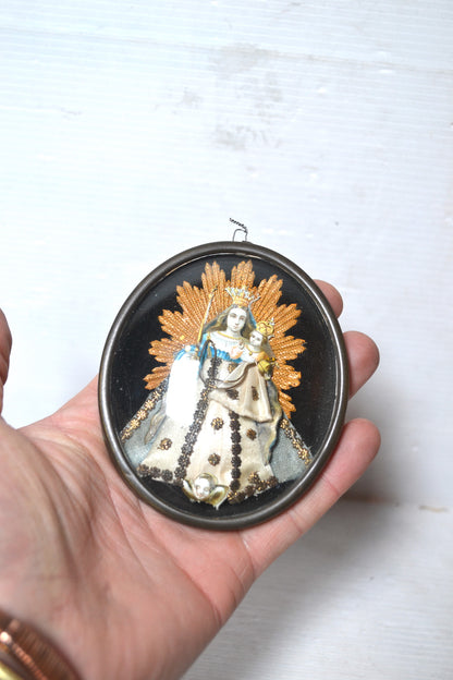 Ancien cadre au verre bombé