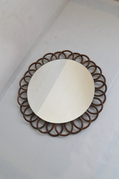 Miroir soleil en rotin