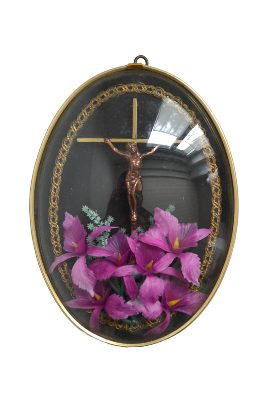 Crucifix sous verre bombé