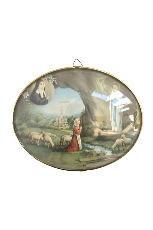 Cadre bombé Souvenir de Lourdes