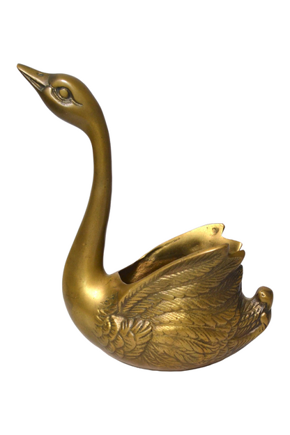 Cache-pot cygne vintage en laiton