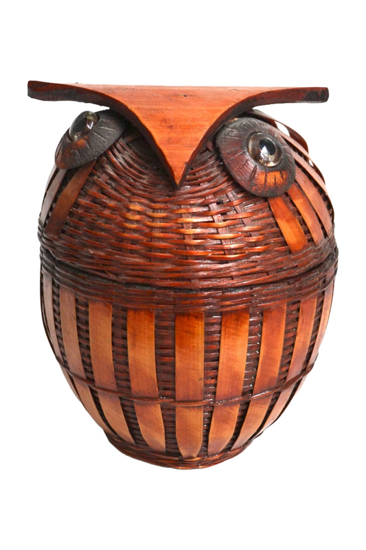 Boîte Hibou en rotin