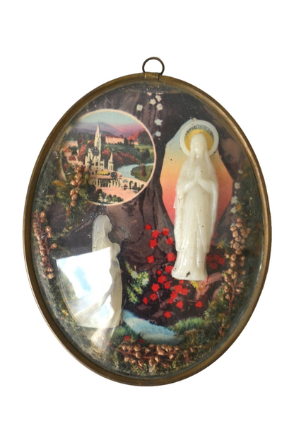 Cadre au verre bombé religieux