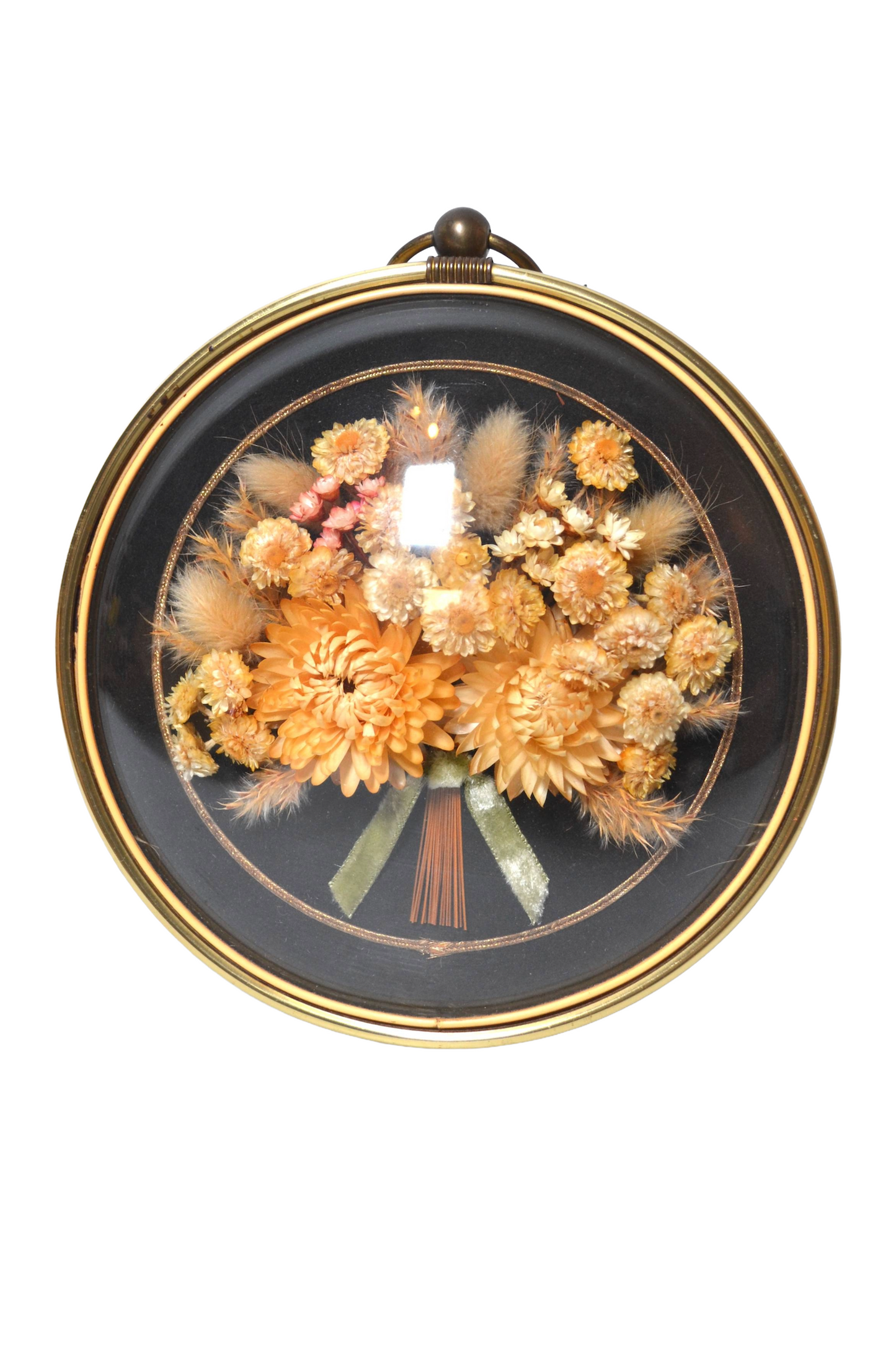 Cadre au verre bombé bouquet de fleurs séchées