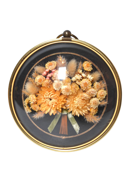 Cadre au verre bombé bouquet de fleurs séchées