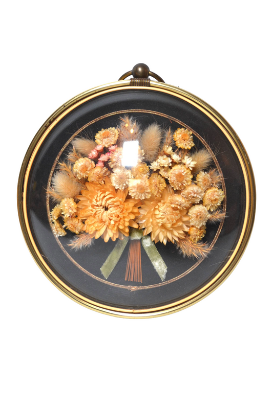 Cadre au verre bombé bouquet de fleurs séchées