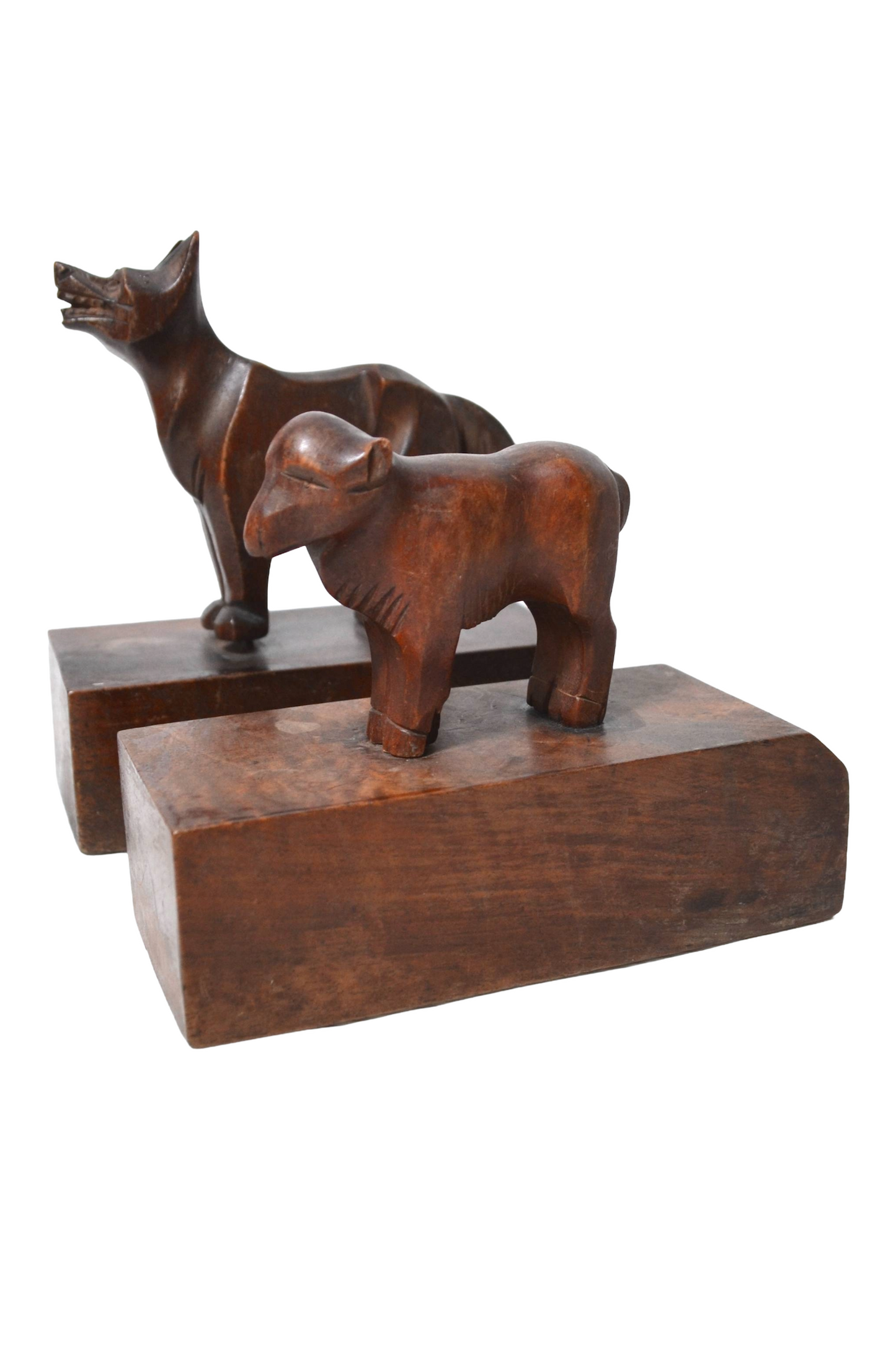 Anciens serre-livres en bois sculpté