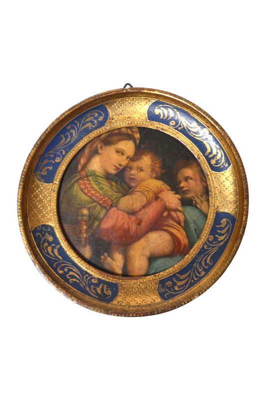 Ancien cadre rond doré