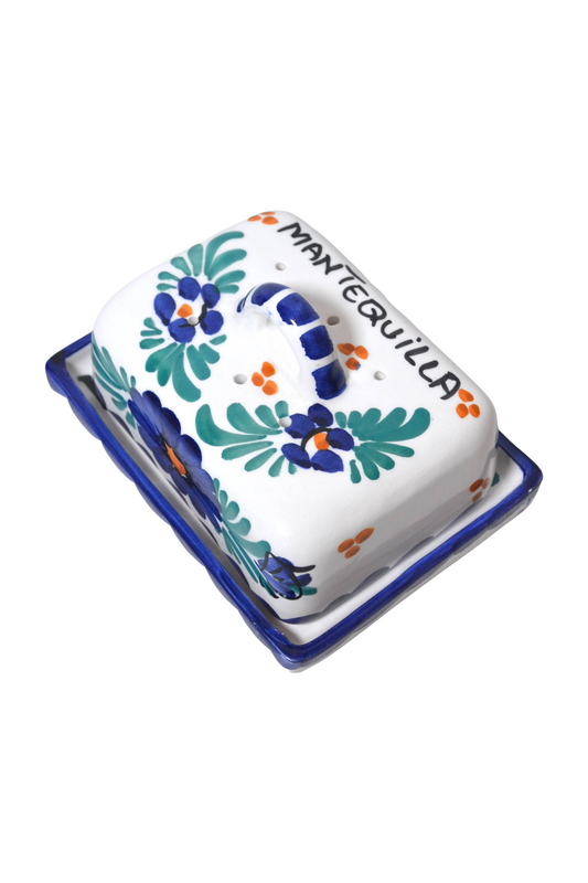 Ancien beurrier peint à la main