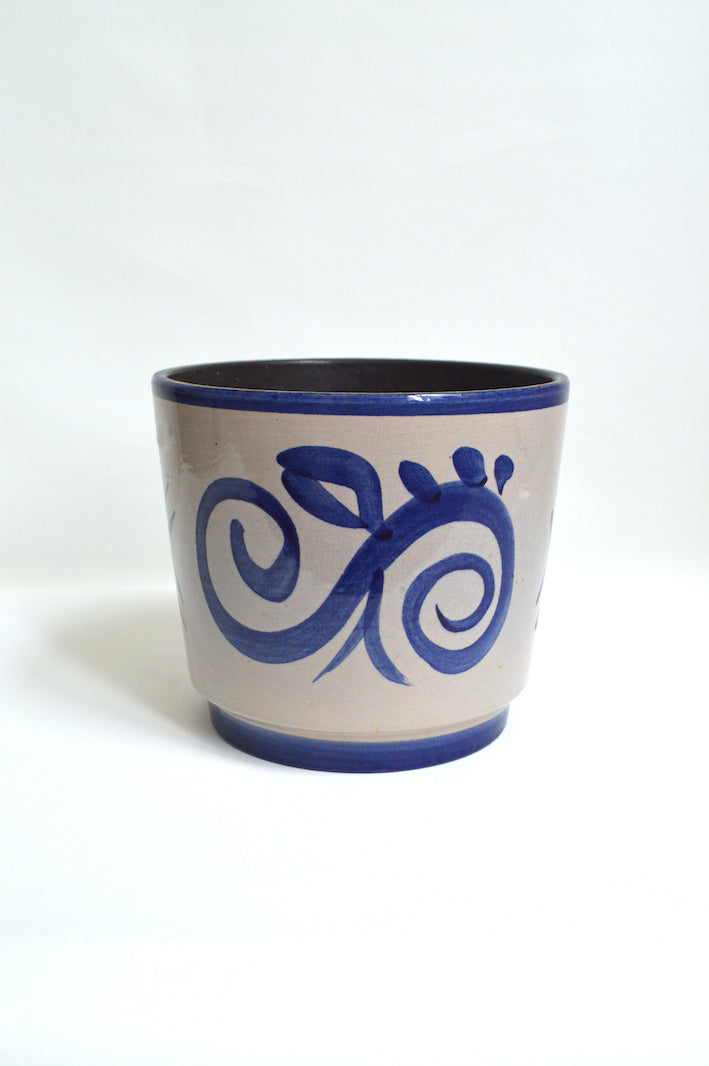 cache-pot bleu vintage