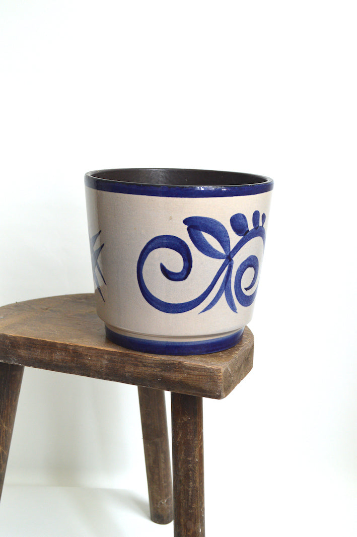 ancien cache pot bleu