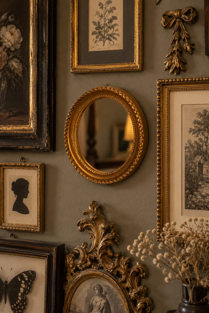 Petit miroir ovale doré