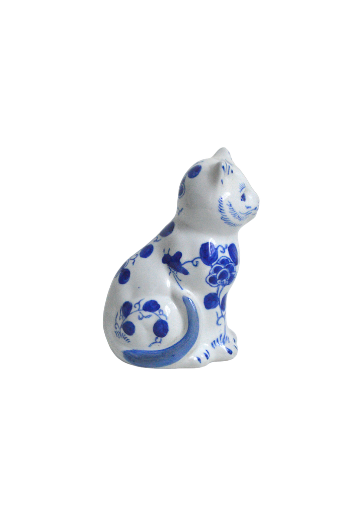 chat décoratif en porcelaine