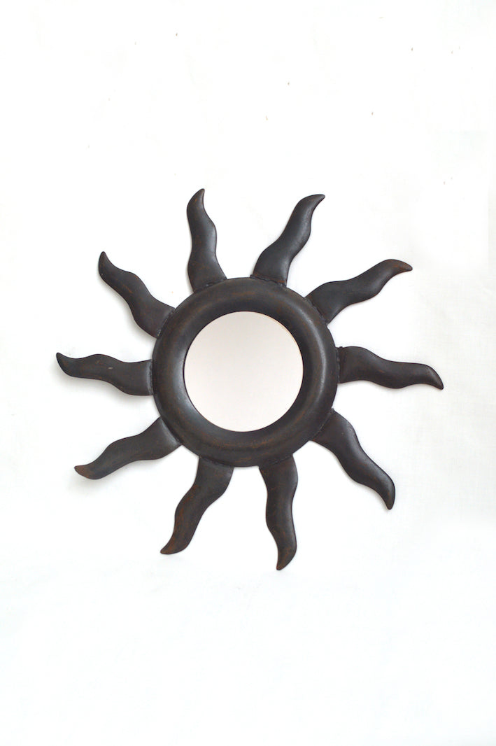 miroir soleil en métal noir