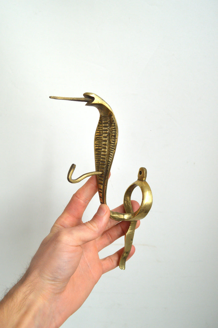Patère Ancienne En Bronze – Décor Serpent – Art Déco – France – H 12 Cm