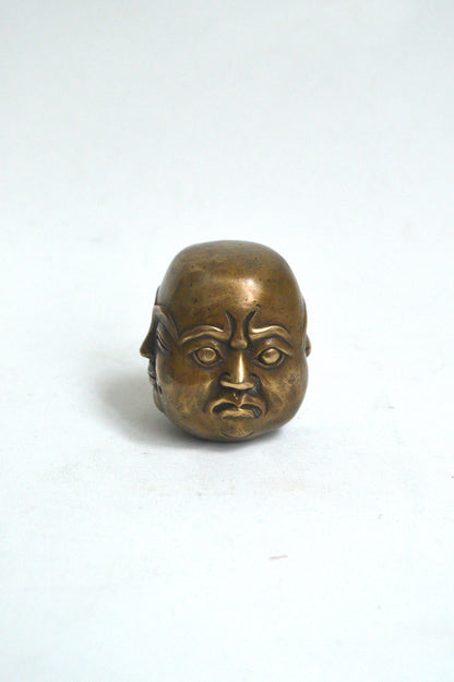 Bouddha chinois en bronze les 4 visages de la vie