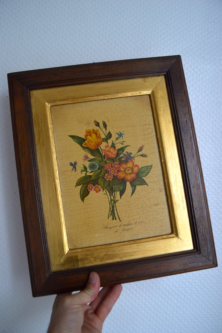 Cadre botanique Tulipes et Roses de Bruyère