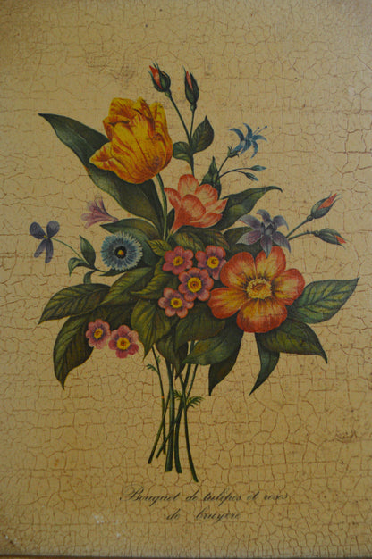 Cadre botanique Tulipes et Roses de Bruyère