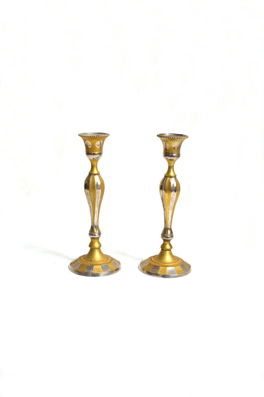 Paire de chandeliers bicolores