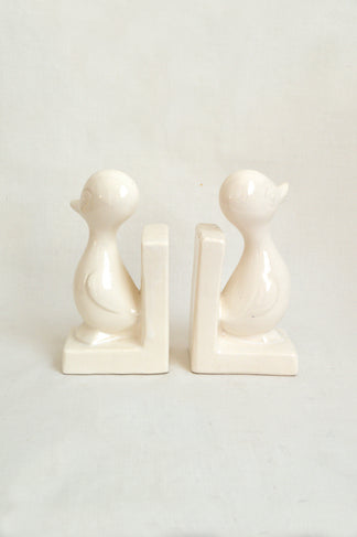 Paire De Serre-Livres En Céramique - Modèle Pingouins Multicolores (Occasion, Bon État)